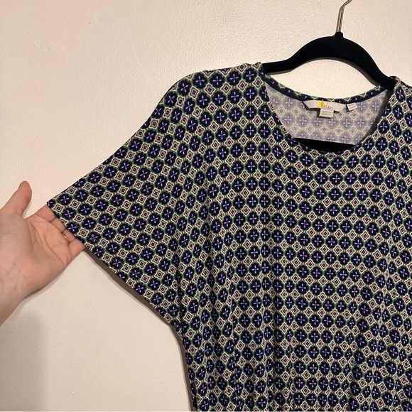 Boden Flutter Sleeve Jersey Dress in Moroccan Diamond Size 8 Green Blue - Picture 4 of 8